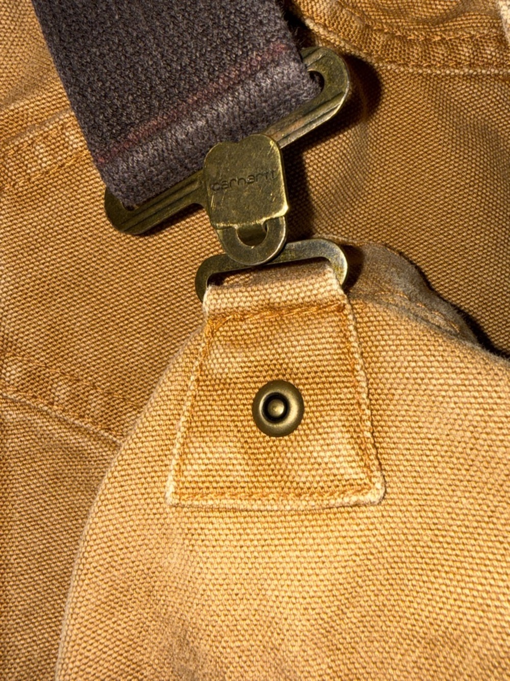 Carhartt Boys Size 12 Brown Duck Canvas Overalls Knee Pad Inseam 25 Workwear - Picture 7 of 11